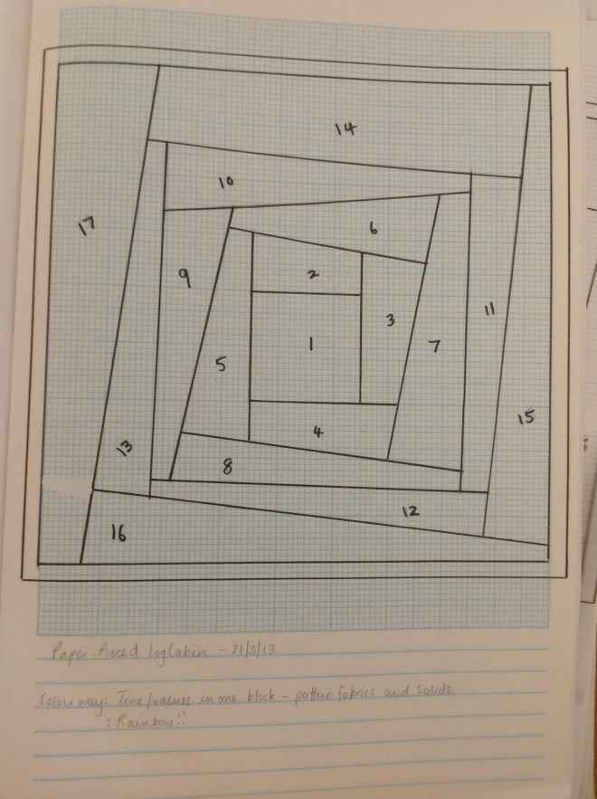 Wonky Log Cabin Paper Piece Template