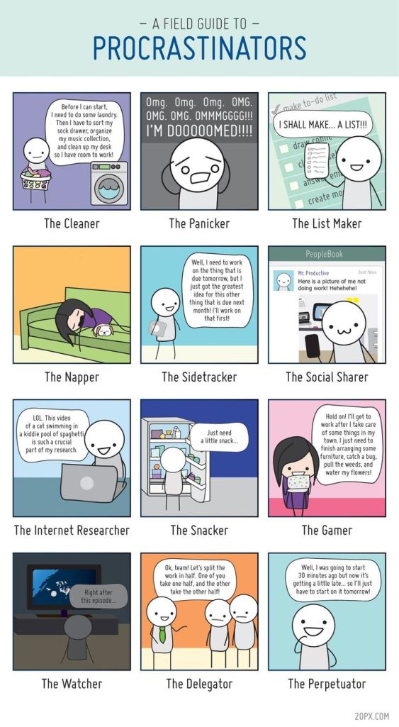 The 12 Types of Procrastinators Comic by Angela Liao | Pinterest