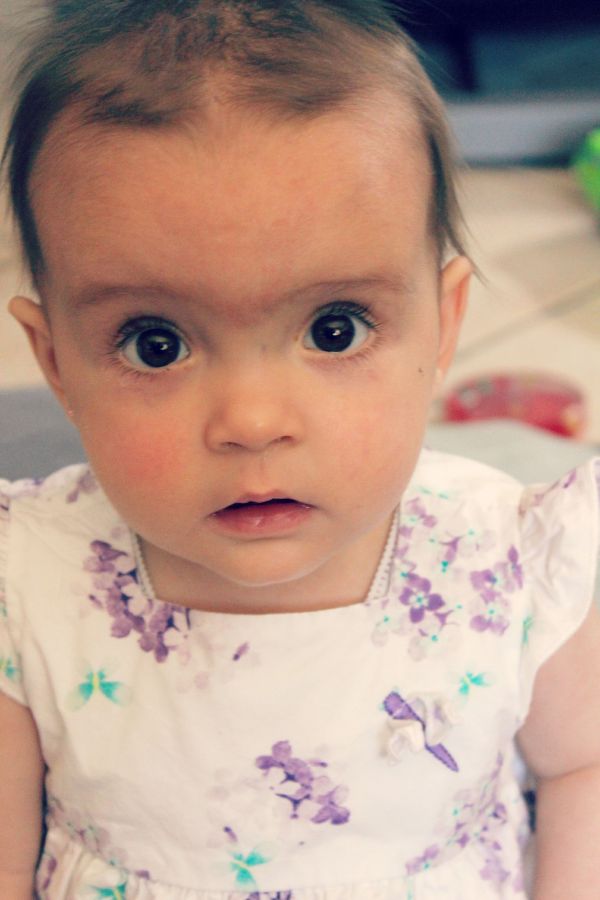 Amelia: 'Auntie, what is that big thing you're shoving in my face?' (I took the picture using my big DSLR camera!)